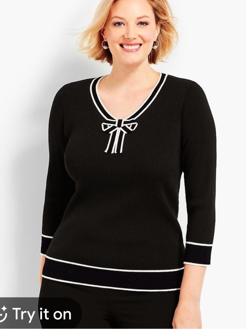 Talbots Ribbed Bow Neck Sweater. Size Small.